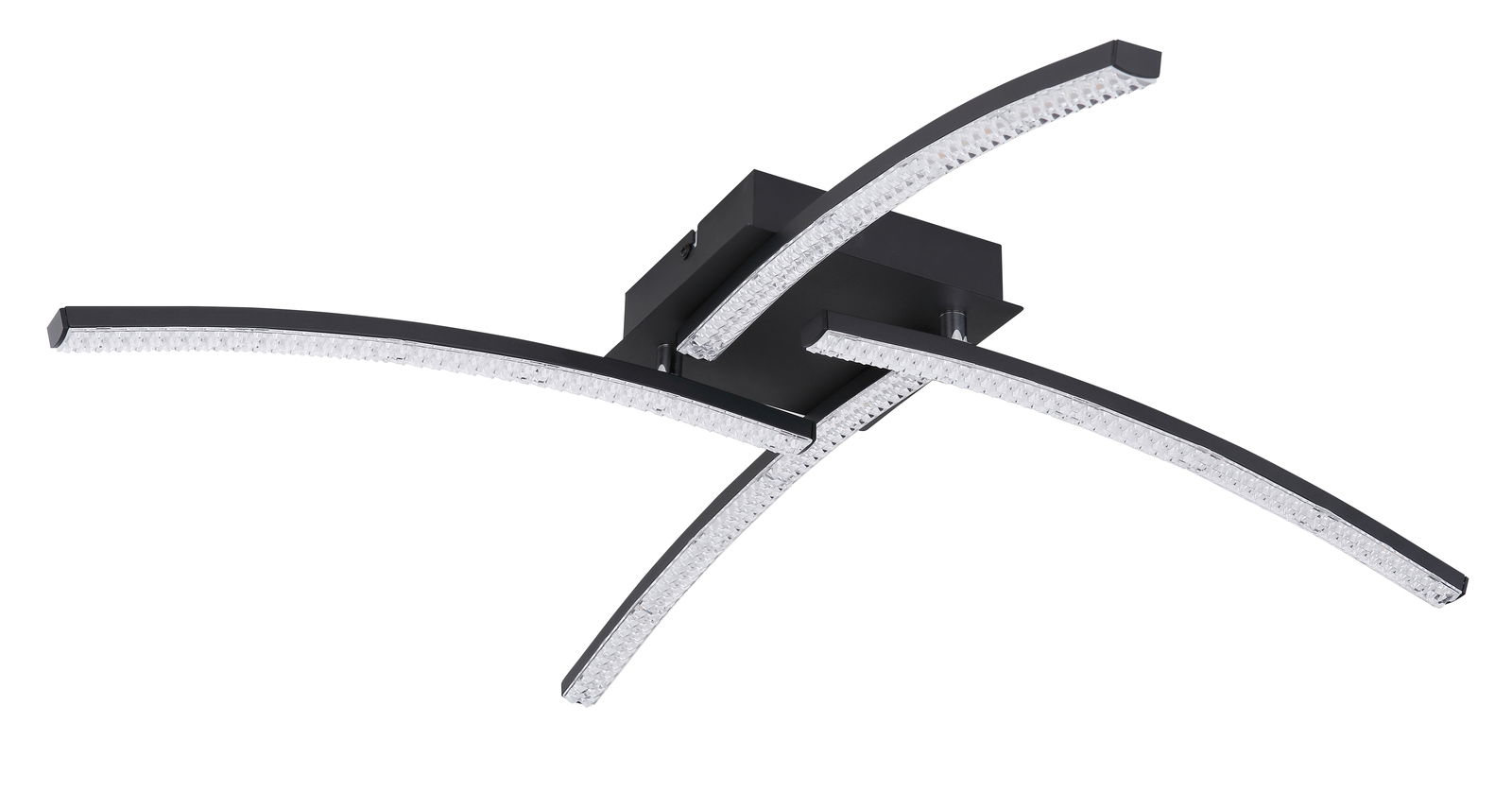 Moderne LED-Deckenleuchte Alois mit geschwungenem Design, seitliche Perspektive