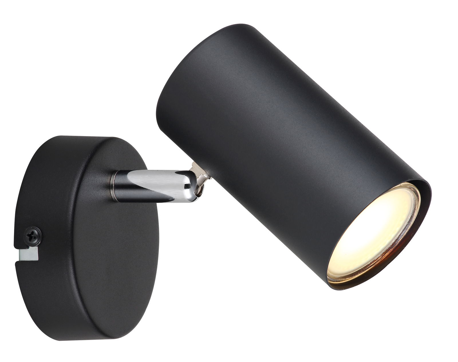 Schwarzer zylindrischer Strahler von Globo Lighting, Modell ALLVI, seitliche Perspektive