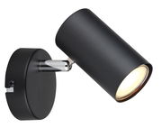 Schwarzer zylindrischer Strahler von Globo Lighting, Modell ALLVI, seitliche Perspektive