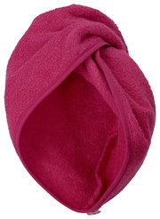 Rosa Handtuchturban aus Frottee, seitliche Perspektive