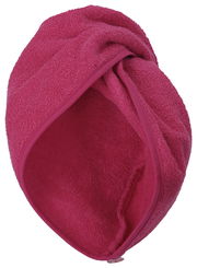 Rosa Handtuchturban aus Frottee, seitliche Perspektive