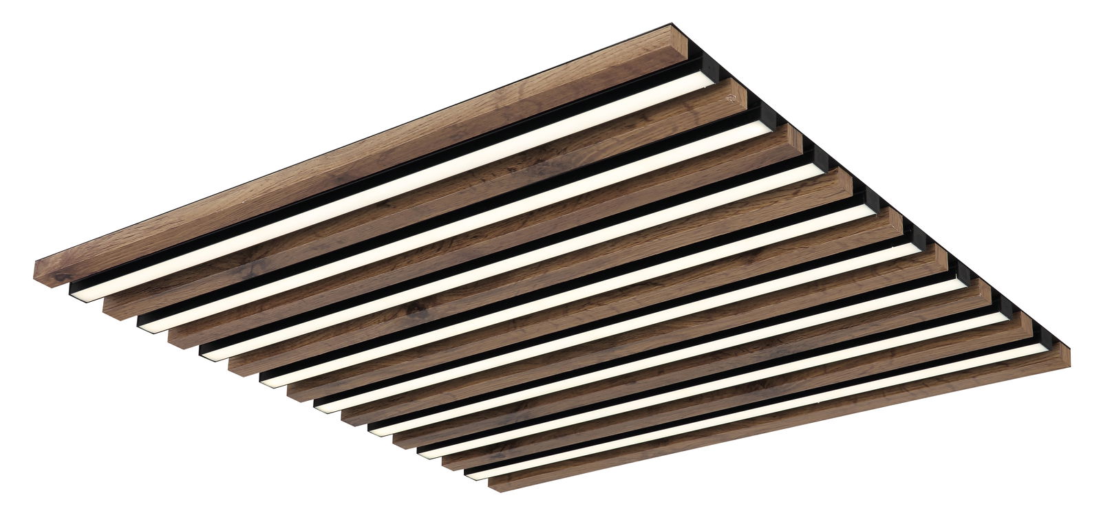 Globo Lighting Deckenleuchte HAYDEN Moderne Deckenleuchte HAYDEN mit Holzlamellen, seitliche Perspektive