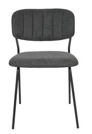 Moderner grauer Stuhl mit schwarzem Metallgestell, Vorderansicht