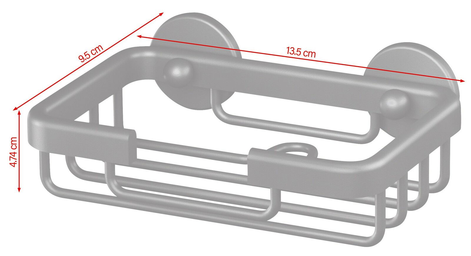 Schwarze Seifenschale aus Metall mit Wandhalterung, seitliche Perspektive