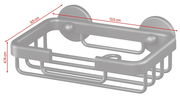 Schwarze Seifenschale aus Metall mit Wandhalterung, seitliche Perspektive