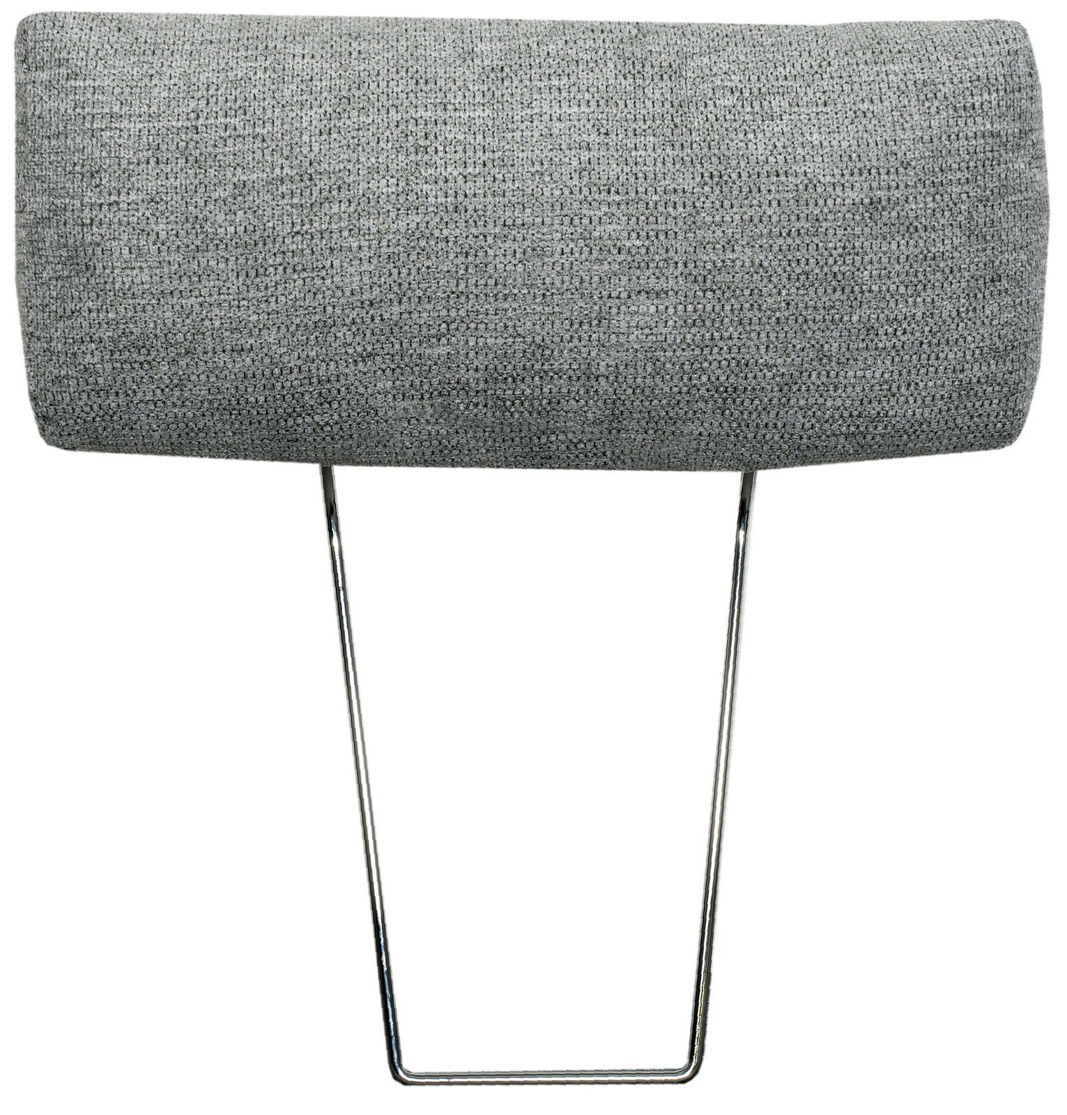 Graue Kopfstütze mit Metallgestell, Vorderansicht