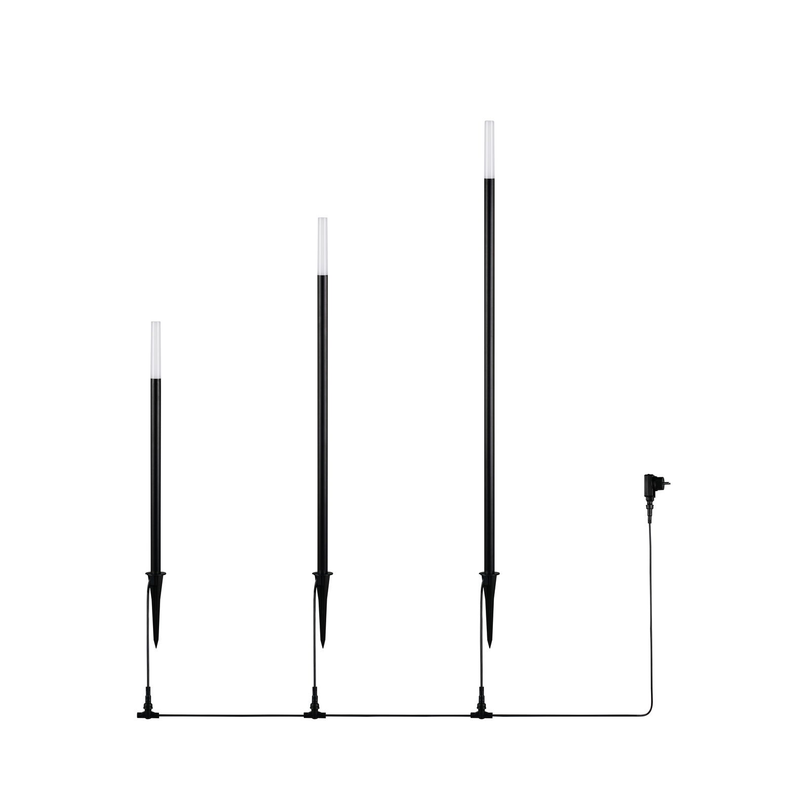 Reality Leuchten 3er-Set LED-Gartenleuchte 3er-Set LED-Gartenleuchten in unterschiedlicher Höhe, seitliche Ansicht