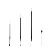 Set van 3 LED-tuinlampen in verschillende hoogtes, zijaanzicht