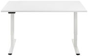 Weißer E-Schreibtisch aus der Frontalansicht mit höhenverstellbaren Beinen.