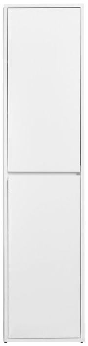 Hochschrank in weißer Farbe, frontal fotografiert
