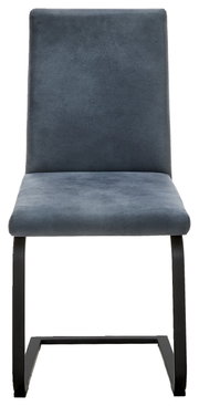 Swingstoel met grijze bekleding, vooraanzicht