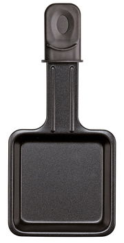 Raclette-Pfännchen aus schwarzem Metall, Ansicht von oben