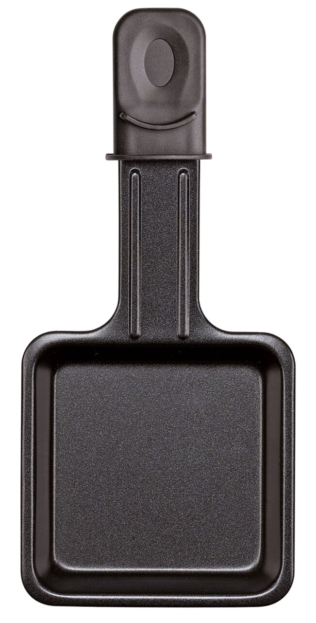 Raclette-Pfännchen aus schwarzem Metall, Ansicht von oben
