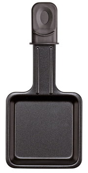 Raclette-Pfännchen aus schwarzem Metall, Ansicht von oben