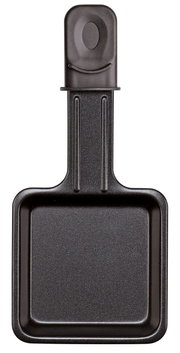 Raclette-Pfännchen aus schwarzem Metall, Ansicht von oben