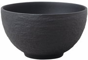Schwarze Schale mit rauer Oberfläche, seitliche Perspektive