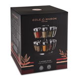 Gewürzkarussell mit 16 Gläsern, seitliche Perspektive, Verpackung von Cole & Mason