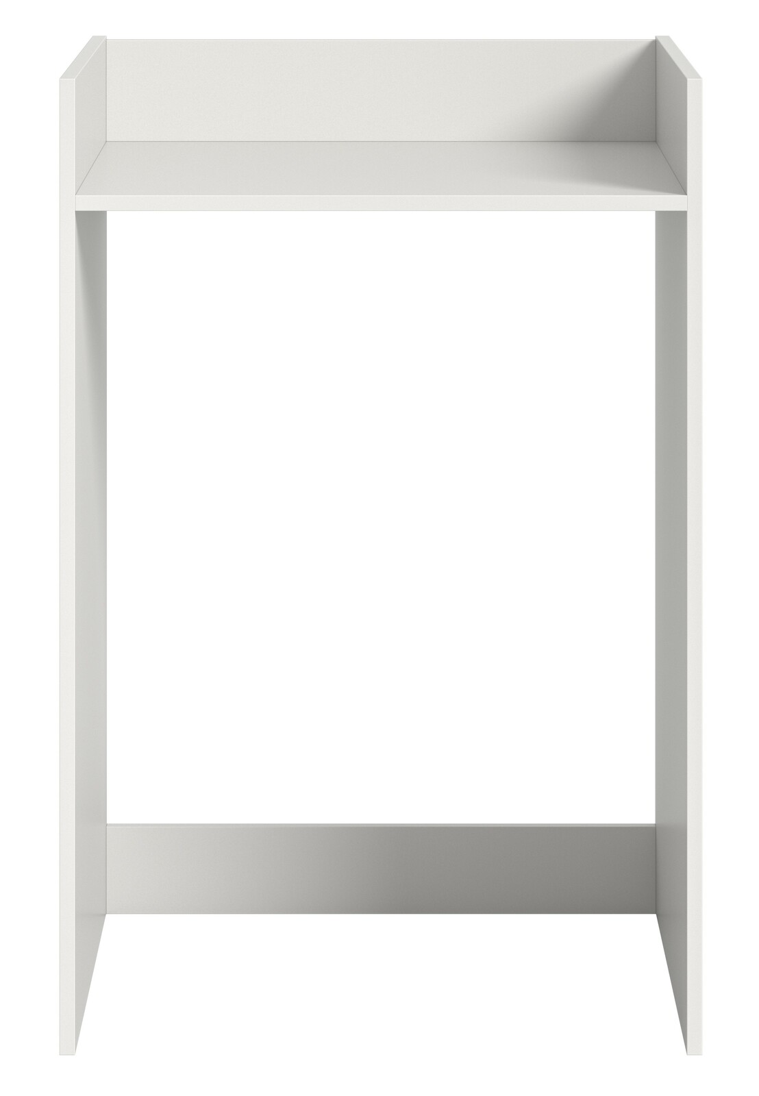 Weißer Waschmaschinenumbau aus Holz, frontal betrachtet