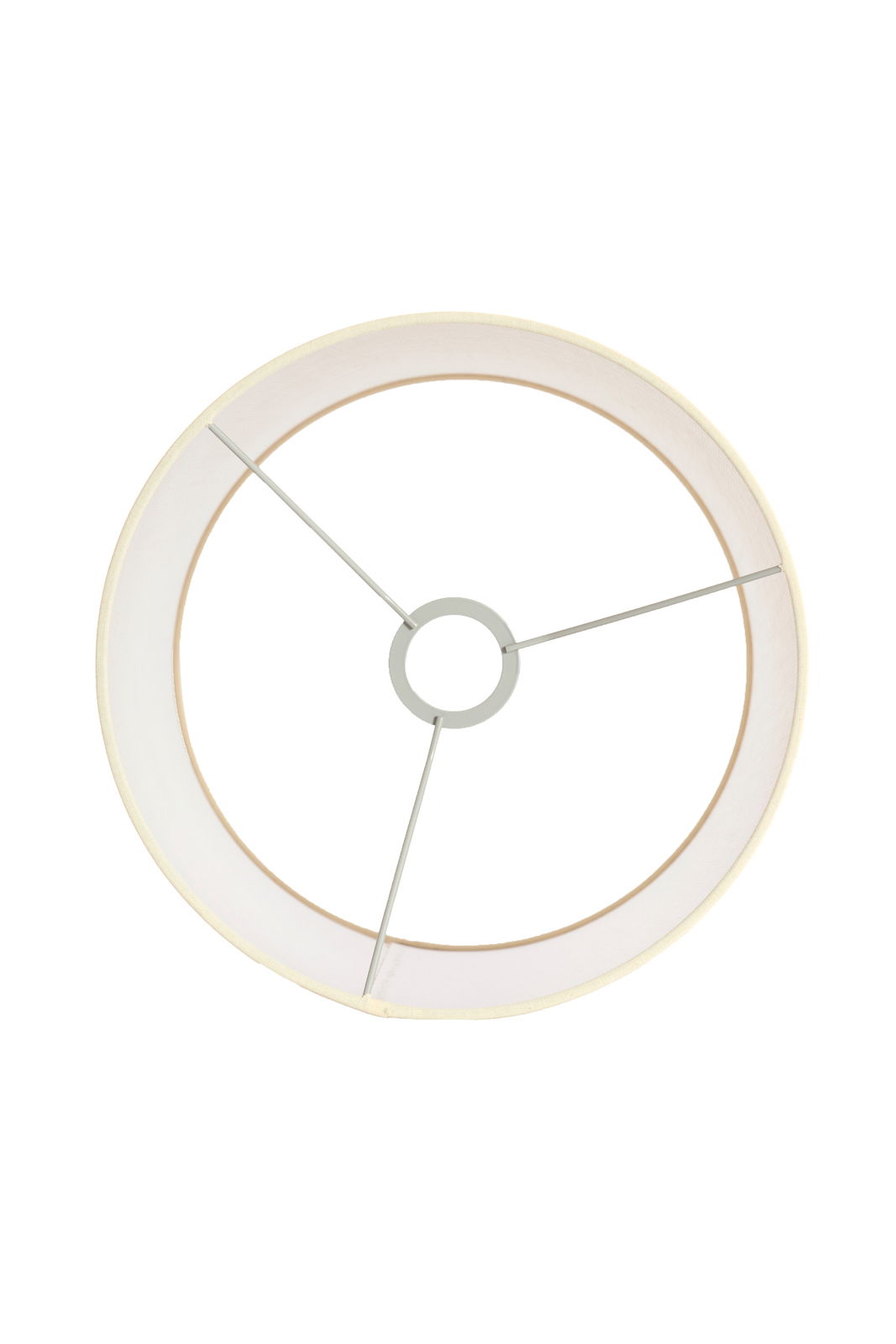 Runder Lampenschirm von oben mit Metallstreben und zentraler Halterung