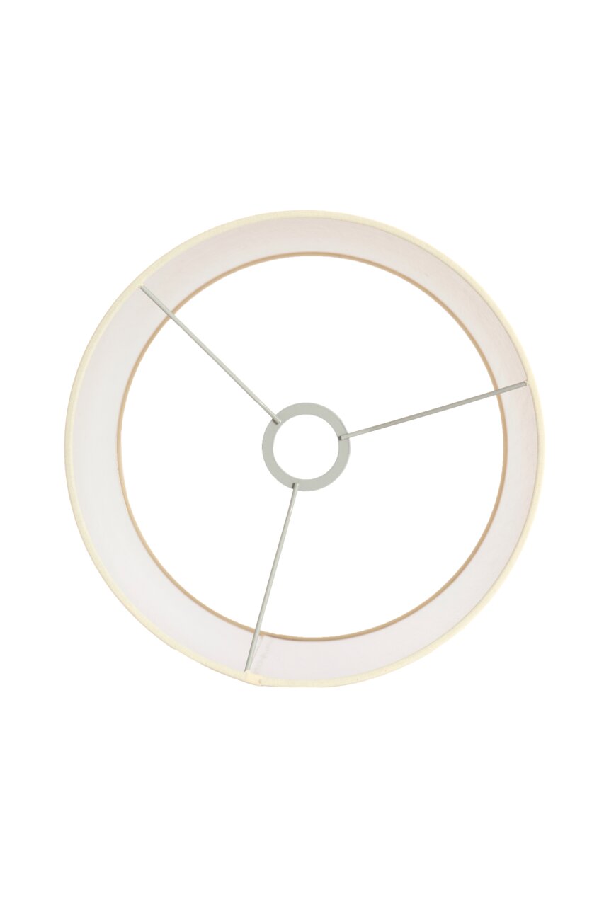 Runder Lampenschirm von oben mit Metallstreben und zentraler Halterung