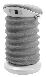 Grauer Aktiv-Sitzhocker mit wellenförmigem Design, seitliche Perspektive