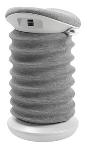 Grauer Aktiv-Sitzhocker mit wellenförmigem Design, seitliche Perspektive