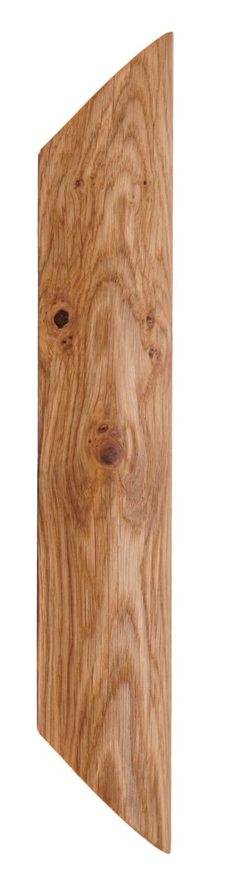 Holzverkleidung einer LED-Wandleuchte, seitliche Perspektive