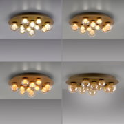 LED-Deckenleuchte mit mehreren kugelförmigen Glühbirnen, von unten und seitlich betrachtet.