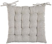 Graues Sitzkissen mit Steppung und Bindebändern, Ansicht von oben