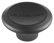 Schwarzer Deckelknopf aus Phenol von Le Creuset, seitliche Perspektive