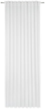 Weißer Fertigvorhang Esposa, frontal betrachtet, mit gleichmäßigen Falten.