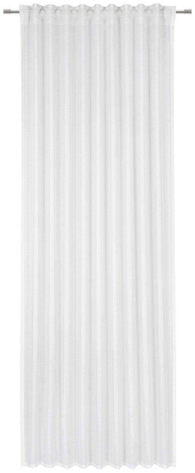 Weißer Fertigvorhang Esposa, frontal betrachtet, mit gleichmäßigen Falten.