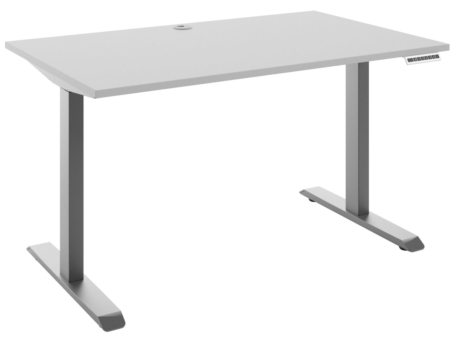 Manjana E-Schreibtisch 2-motorig OHIO Moderner E-Schreibtisch in Weiß mit höhenverstellbaren Beinen, seitliche Perspektive