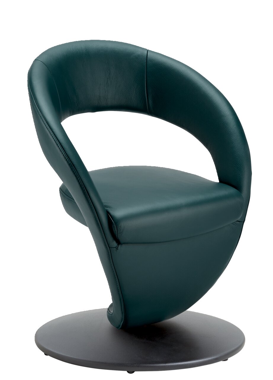 Moderano Fauteuil MEDINO Moderner, dunkelgrüner Sessel mit geschwungenem Design, seitliche Perspektive