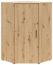 Eckkommode aus hellem Holz mit natürlicher Maserung, frontal betrachtet