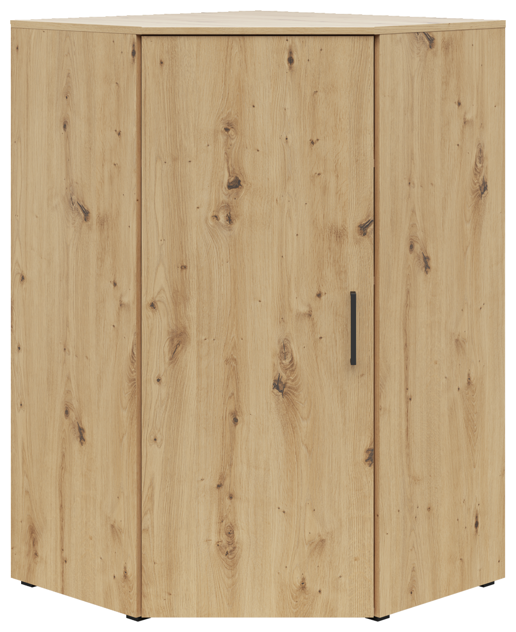 Eckkommode aus hellem Holz mit natürlicher Maserung, frontal betrachtet