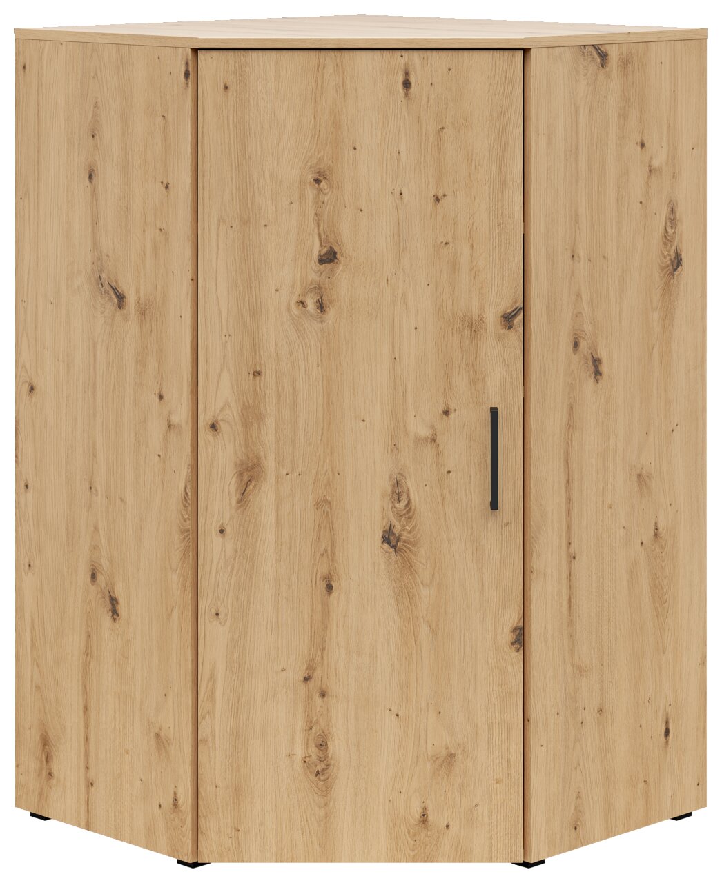 Eckkommode aus hellem Holz mit natürlicher Maserung, frontal betrachtet