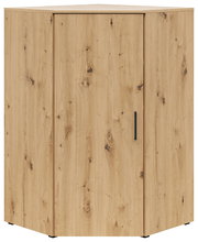 Eckkommode aus hellem Holz mit natürlicher Maserung, frontal betrachtet