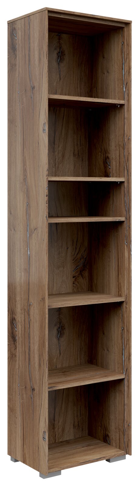 Voleo Aktenregal NEVADA Schmales Aktenregal aus Holz mit fünf offenen Fächern, seitliche Perspektive