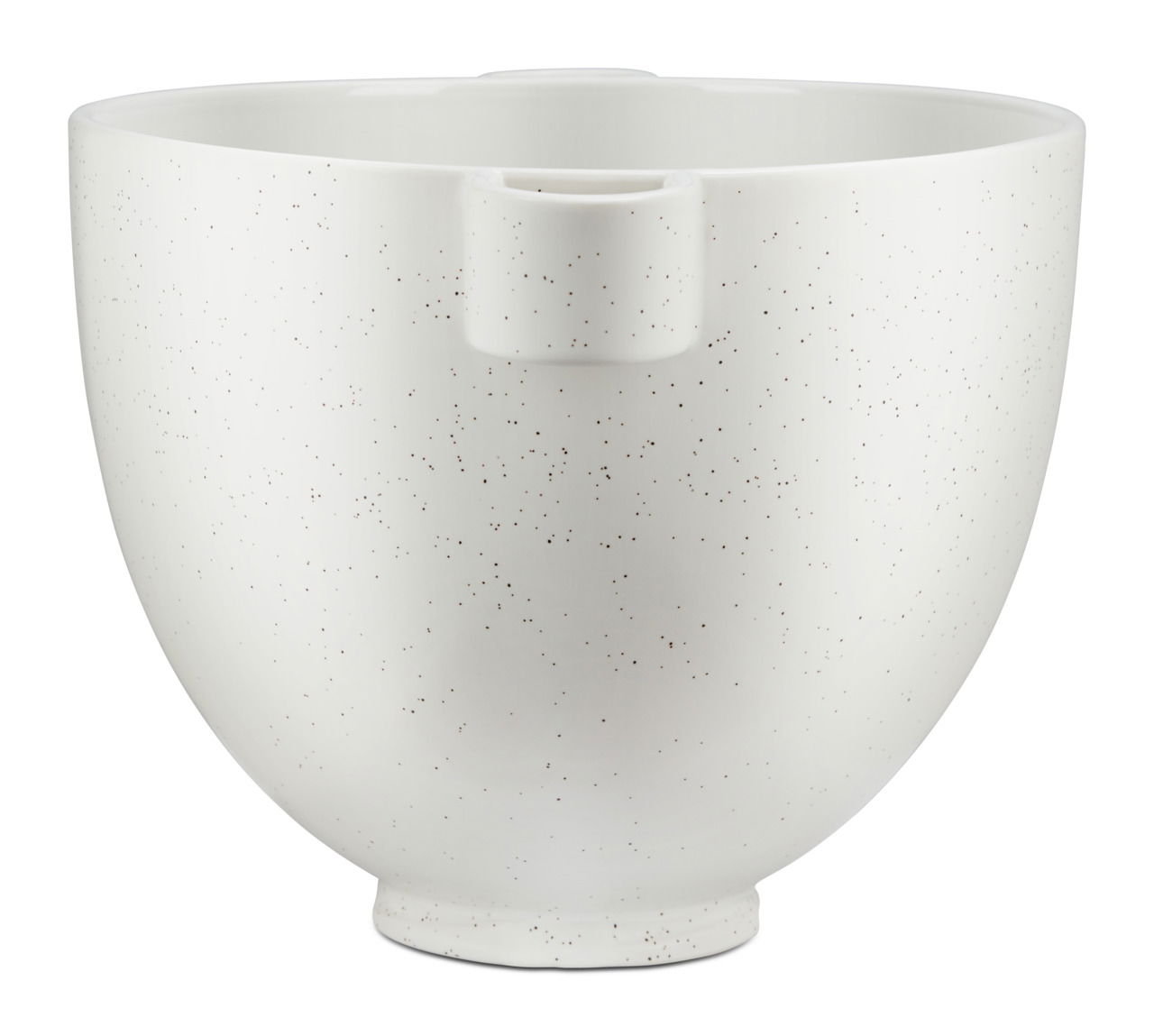 Keramische Schüssel mit gesprenkeltem Design, seitliche Perspektive