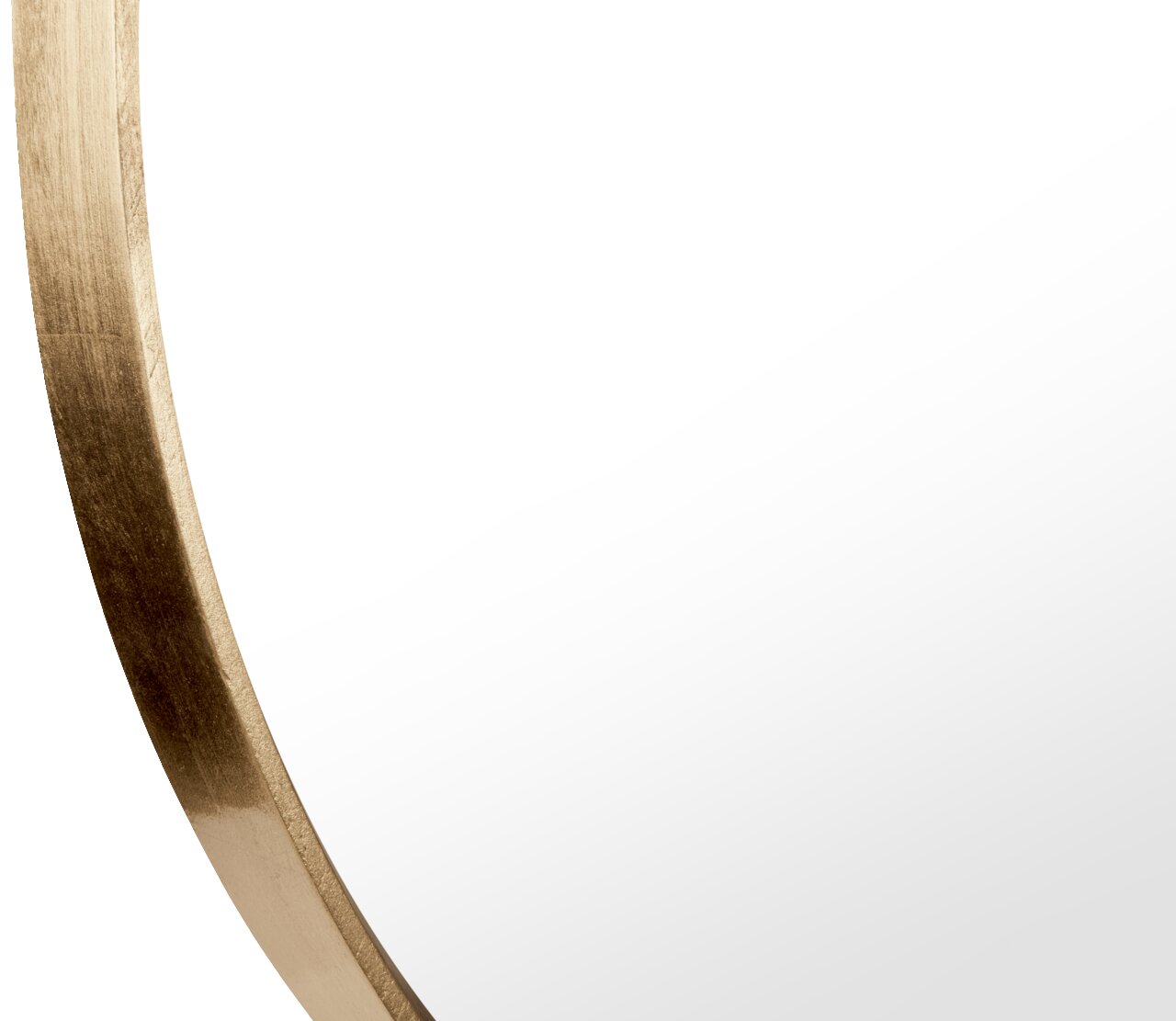 Runder Spiegel mit goldenem Rahmen, Detailansicht von der Seite