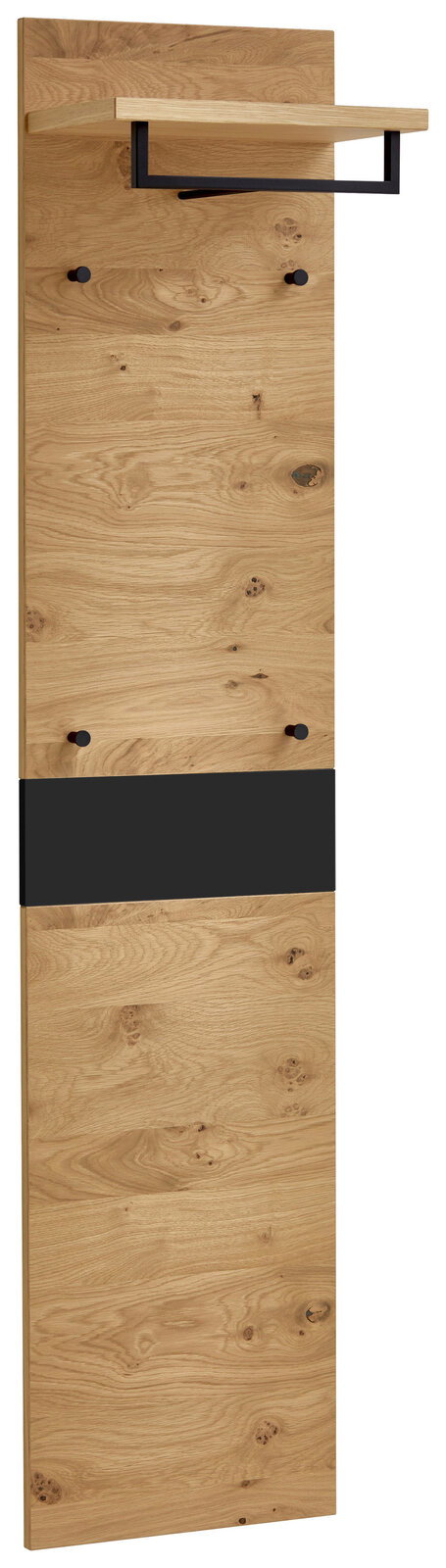 VOSS Garderobenpaneel lang/schmal LEVIO Garderobenpaneel aus Holz mit schwarzem Akzent, seitliche Perspektive