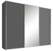 Schwebetürenschrank mit drei Türen, mittlere Tür mit Spiegel, seitliche Perspektive