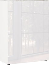 Moderner weißer Schuhschrank mit zwei Türen, Frontansicht