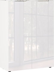 Moderner weißer Schuhschrank mit zwei Türen, Frontansicht