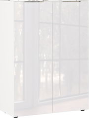 Moderner weißer Schuhschrank mit zwei Türen, Frontansicht