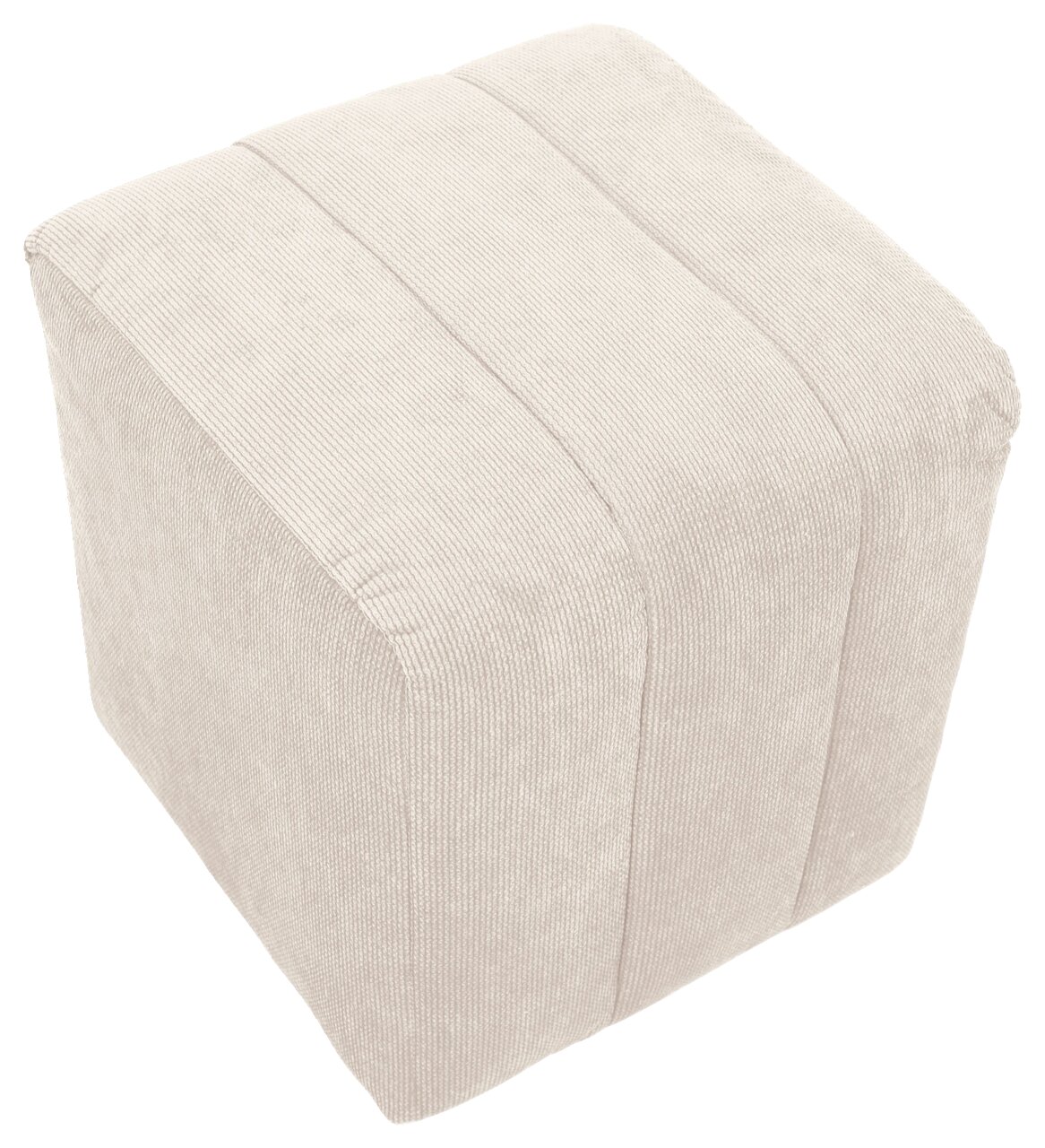 Beiger Hocker aus Stoff in Draufsicht