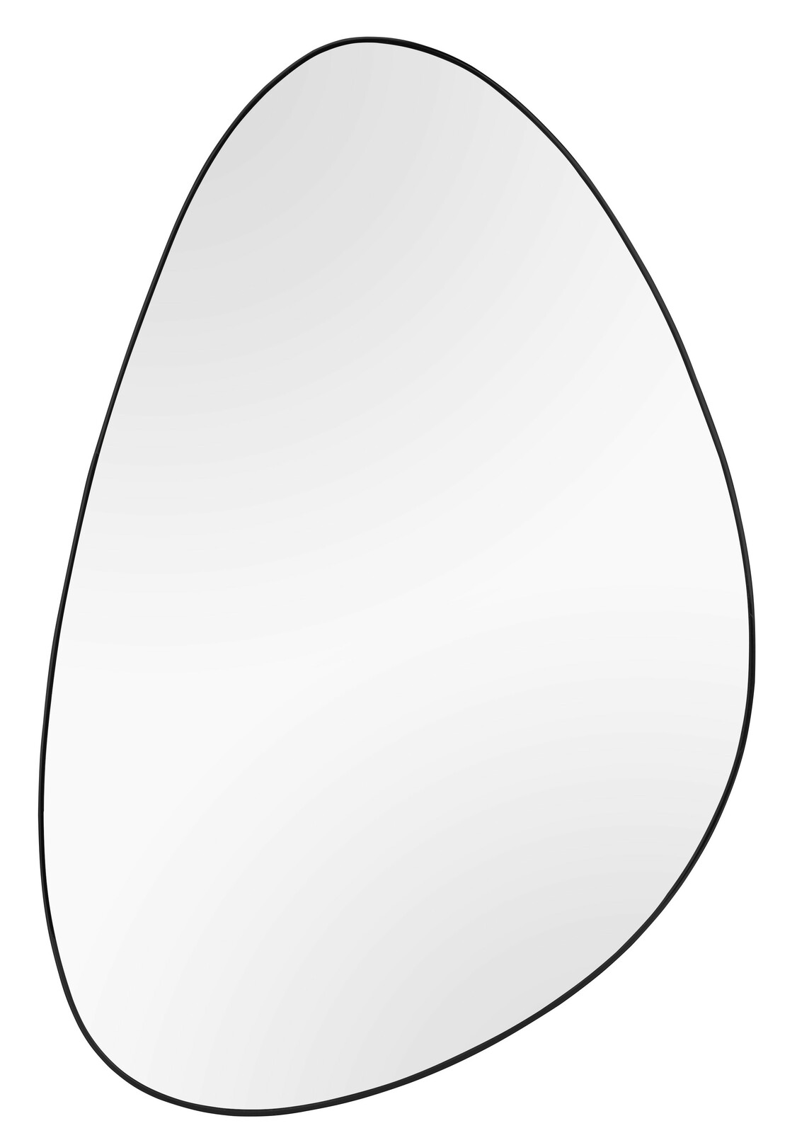 XORA Spiegel IDA Asymmetrischer Spiegel mit schwarzem Rand, perspektivisch von vorne gezeigt