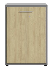 Archiefkast met houtlook en grijs frame, vooraanzicht