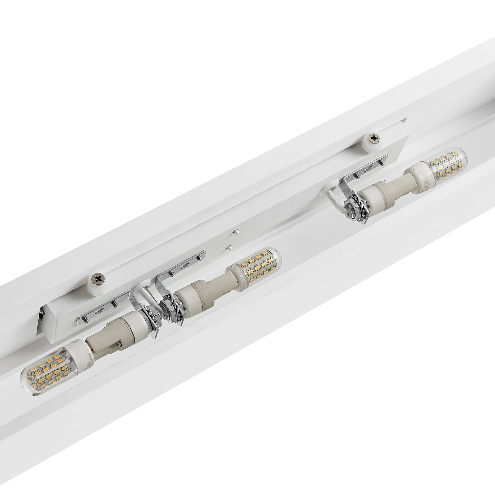Moderne Wandleuchte mit zwei LED-Lampen, seitliche Perspektive